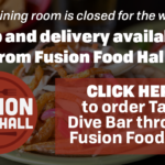 Our dining room is closed for the winter, pick up and delivery available now from Fusion Food hall, Click here to order taco dive bar through Fusion food hall